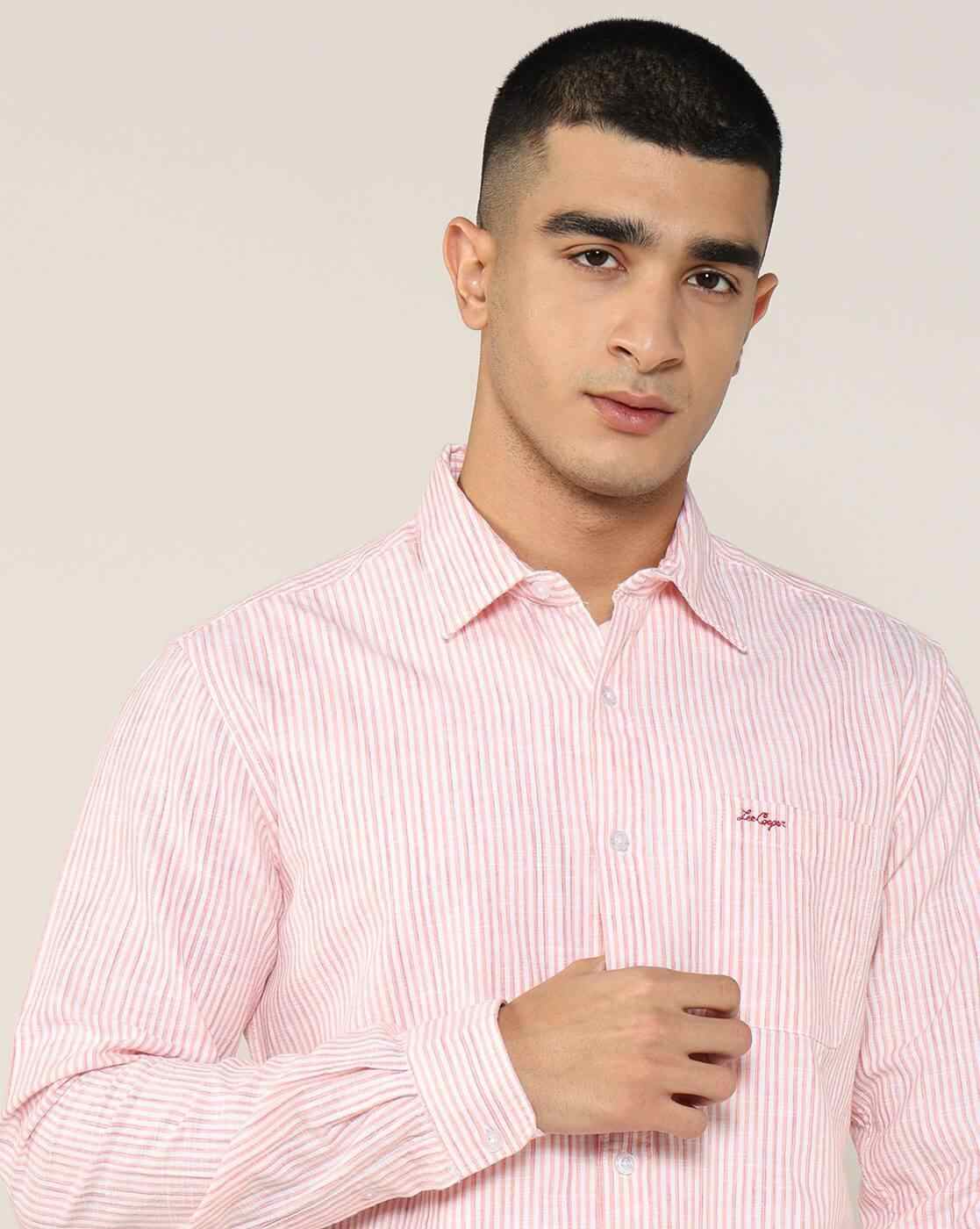 Lee Cooper | Men Striped Regular Fit Shirt with Patch Pocket|5