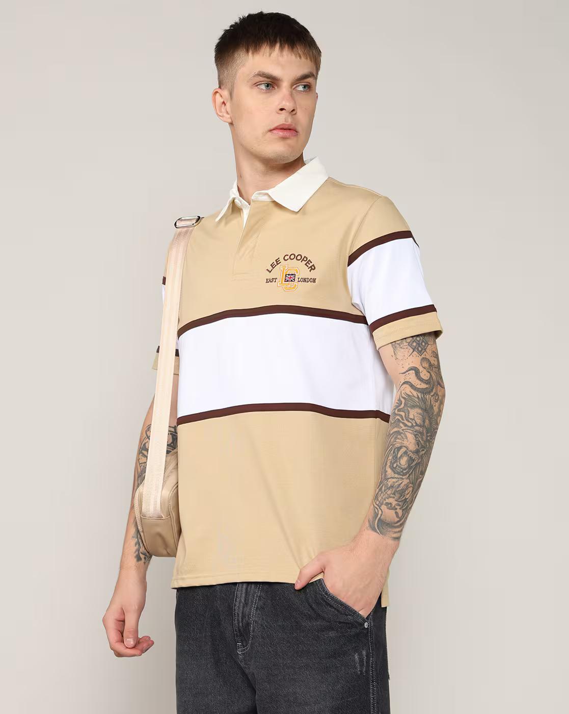 Lee Cooper | Men Colourblock Regular Fit Polo T-Shirt|0