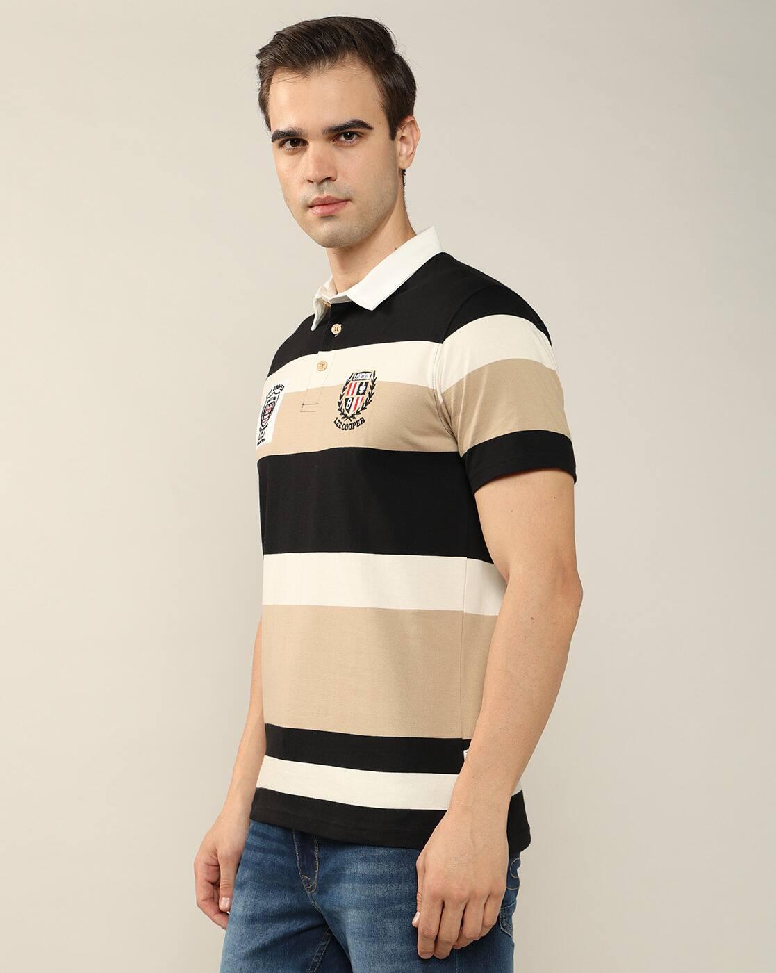 Lee Cooper | Men Striped Relaxed Fit Polo T-Shirt|1