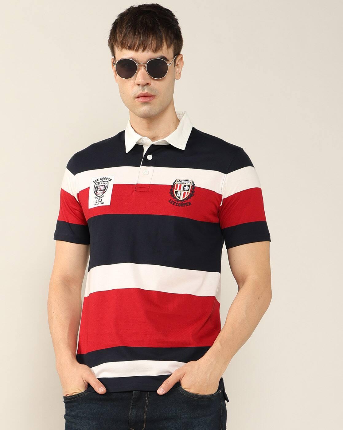 Lee Cooper | Men Striped Relaxed Fit Polo T-Shirt|0