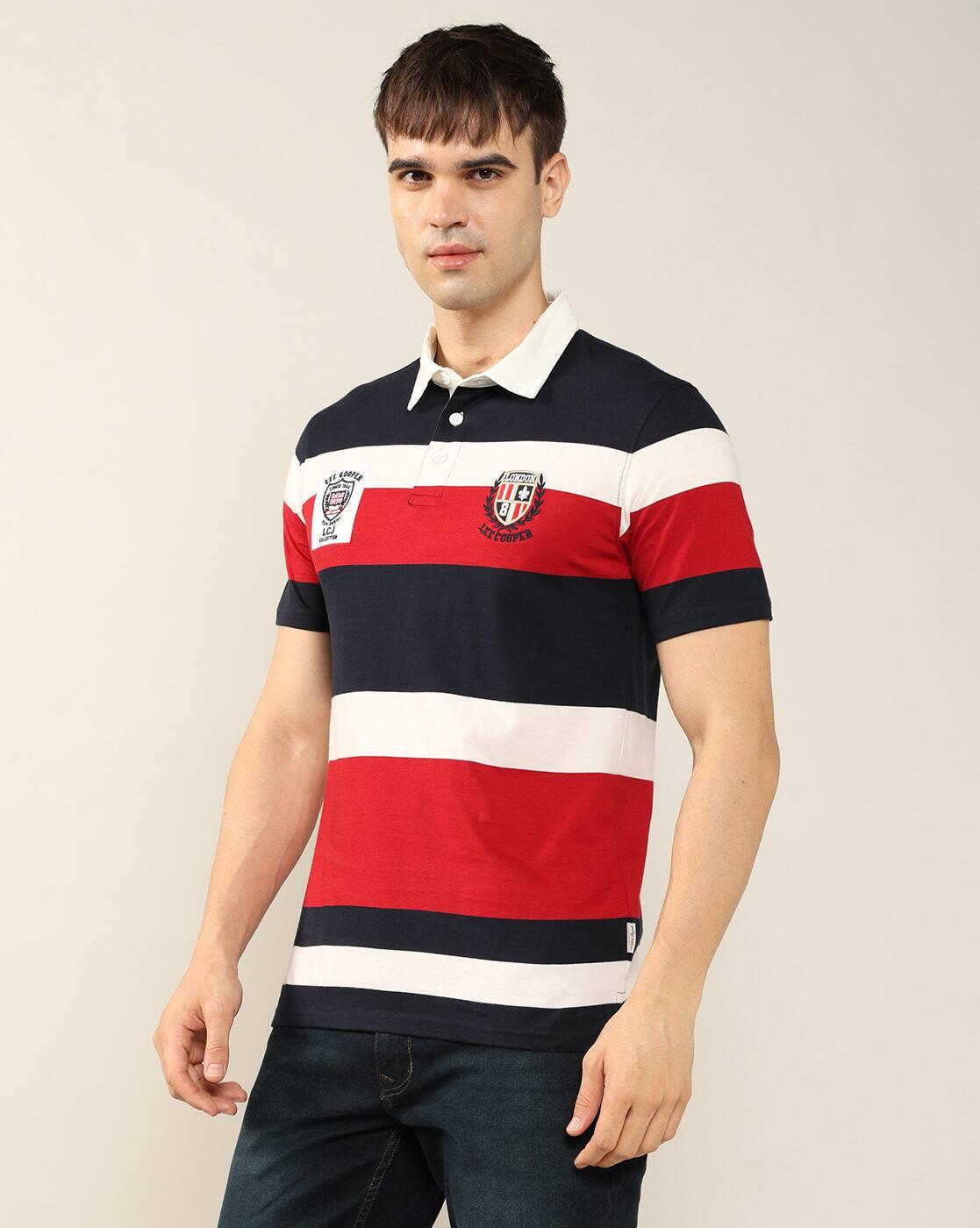 Lee Cooper | Men Striped Relaxed Fit Polo T-Shirt|1