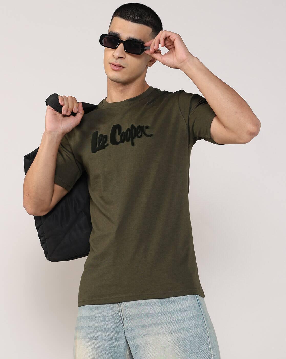Men Brand Print Regular Fit Crew-Neck T-Shirt