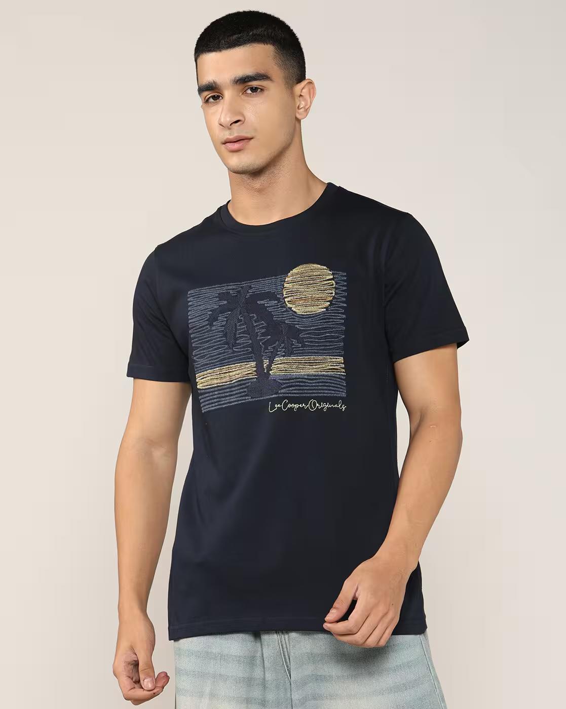 Lee Cooper | Men Graphic Print Regular Fit Crew-Neck T-Shirt|0