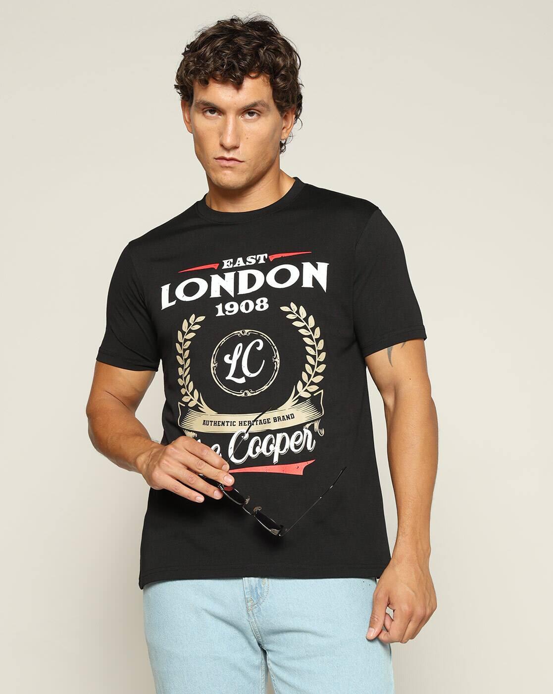 Lee Cooper | Men Typographic Print Regular Fit Crew-Neck T-Shirt|0