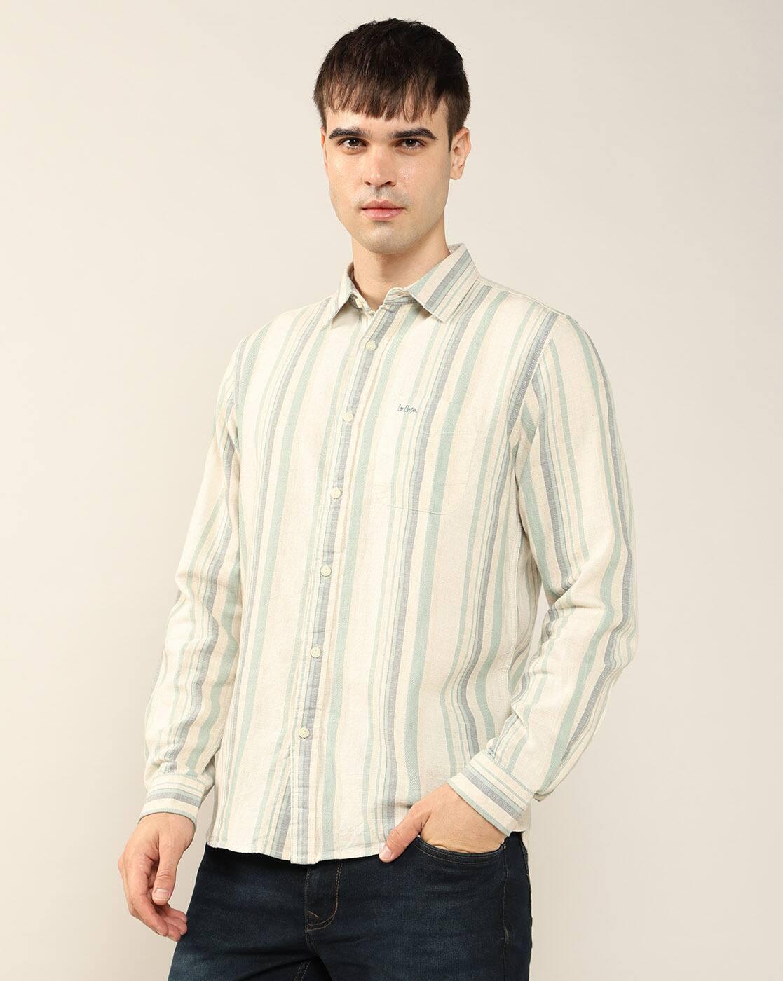 Lee Cooper | Men Striped Slim Fit Shirt with Patch Pocket|1