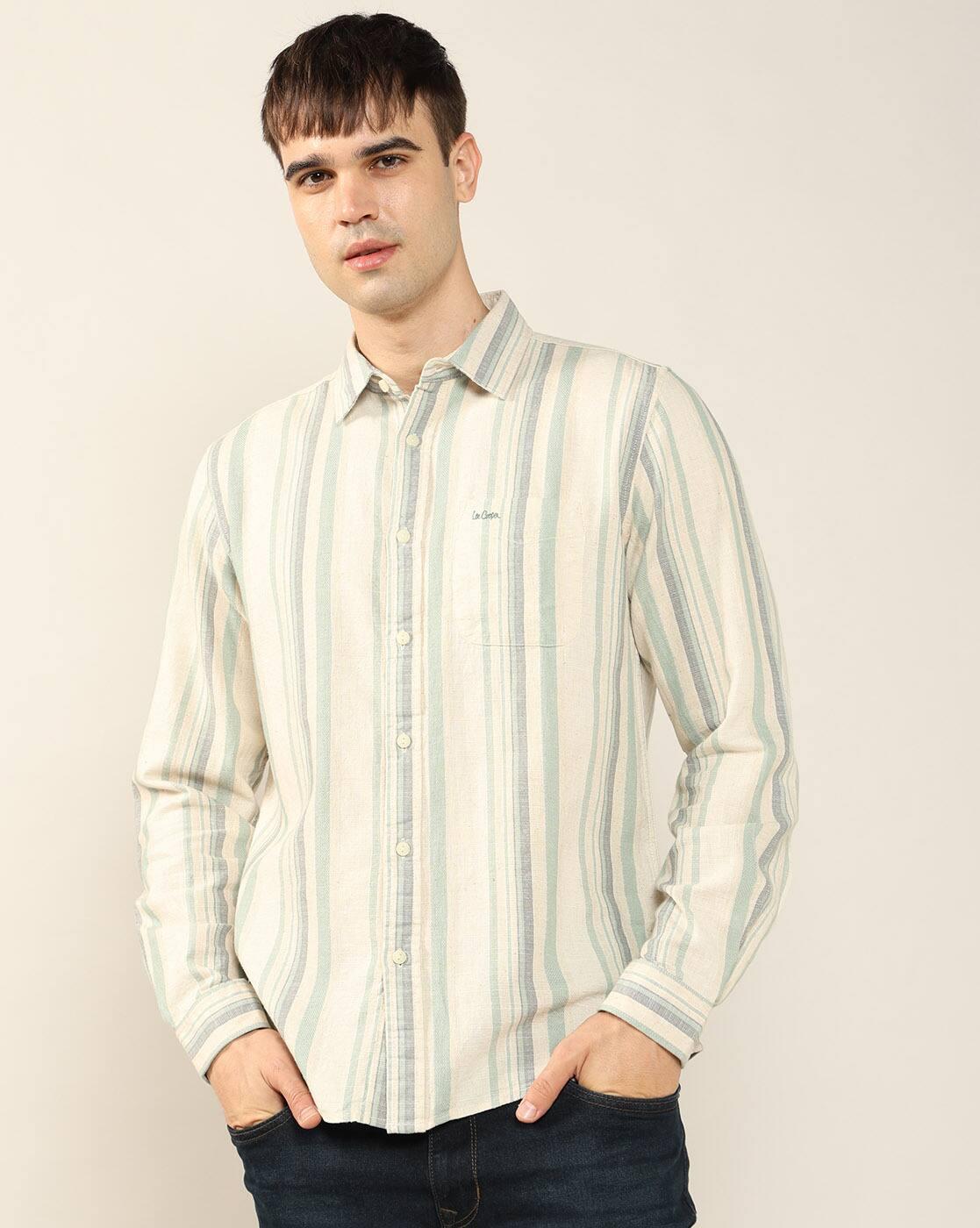 Lee Cooper | Men Striped Slim Fit Shirt with Patch Pocket|3