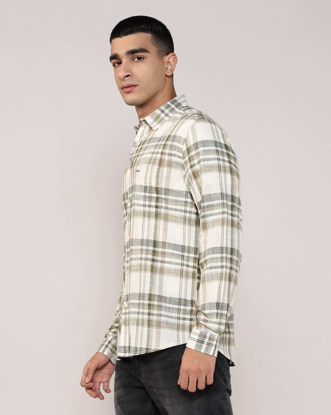 Lee Cooper | Men Checked Regular Fit Shirt with Patch Pocket|1
