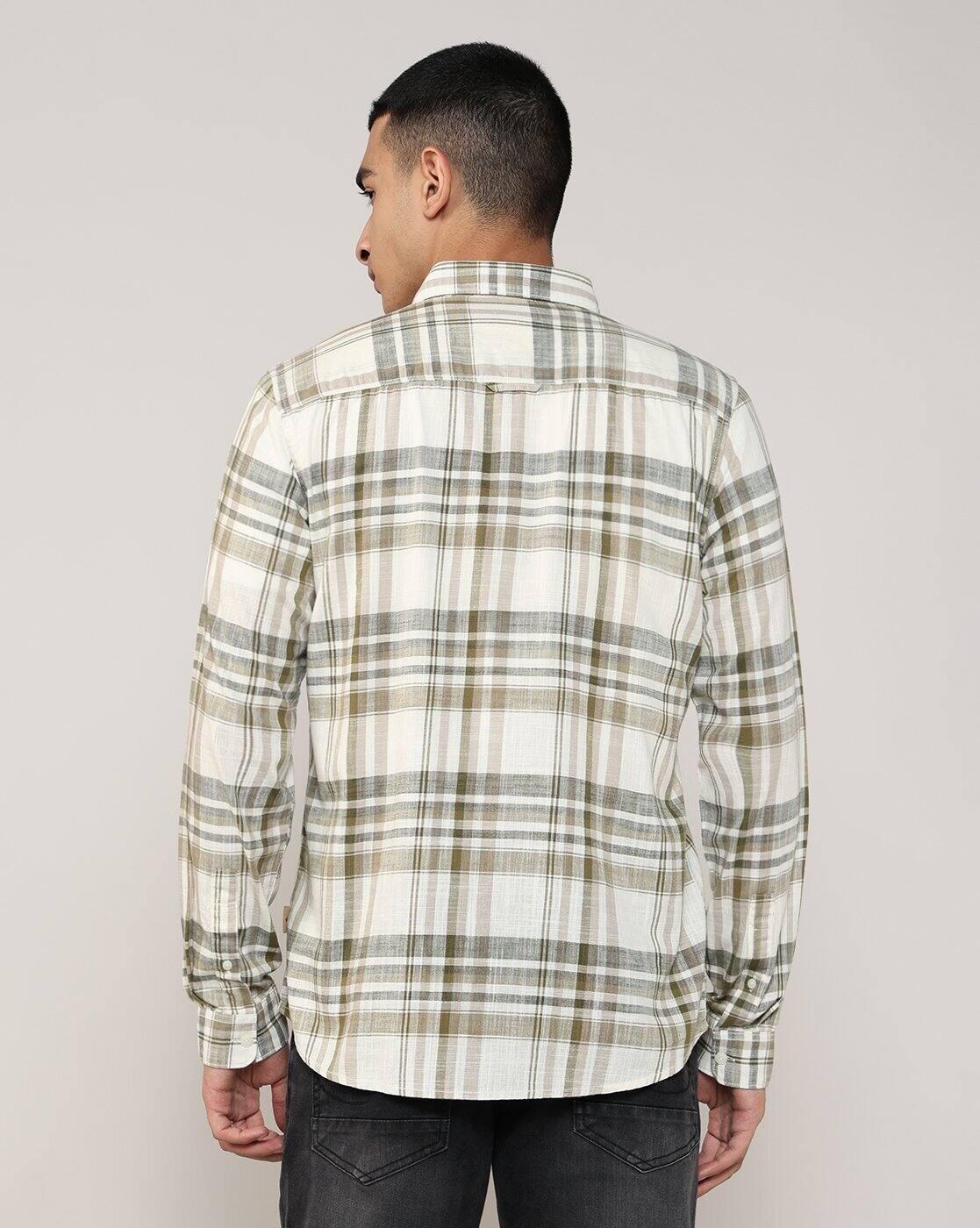 Lee Cooper | Men Checked Regular Fit Shirt with Patch Pocket|2