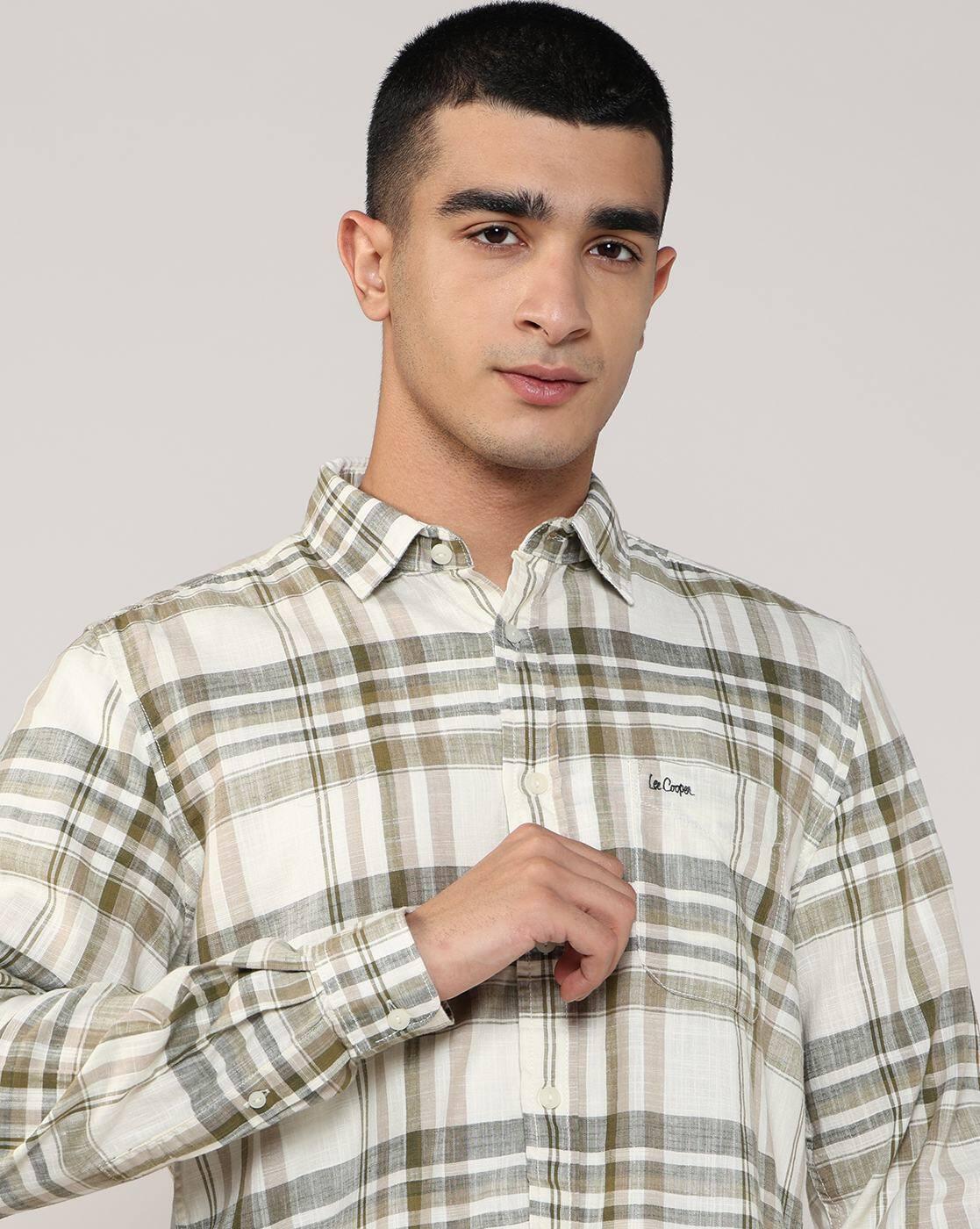 Lee Cooper | Men Checked Regular Fit Shirt with Patch Pocket|6