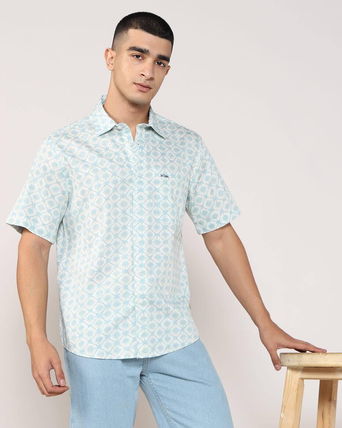 Lee Cooper | Men Geometric Print Regular Fit Shirt with Patch Pocket|0