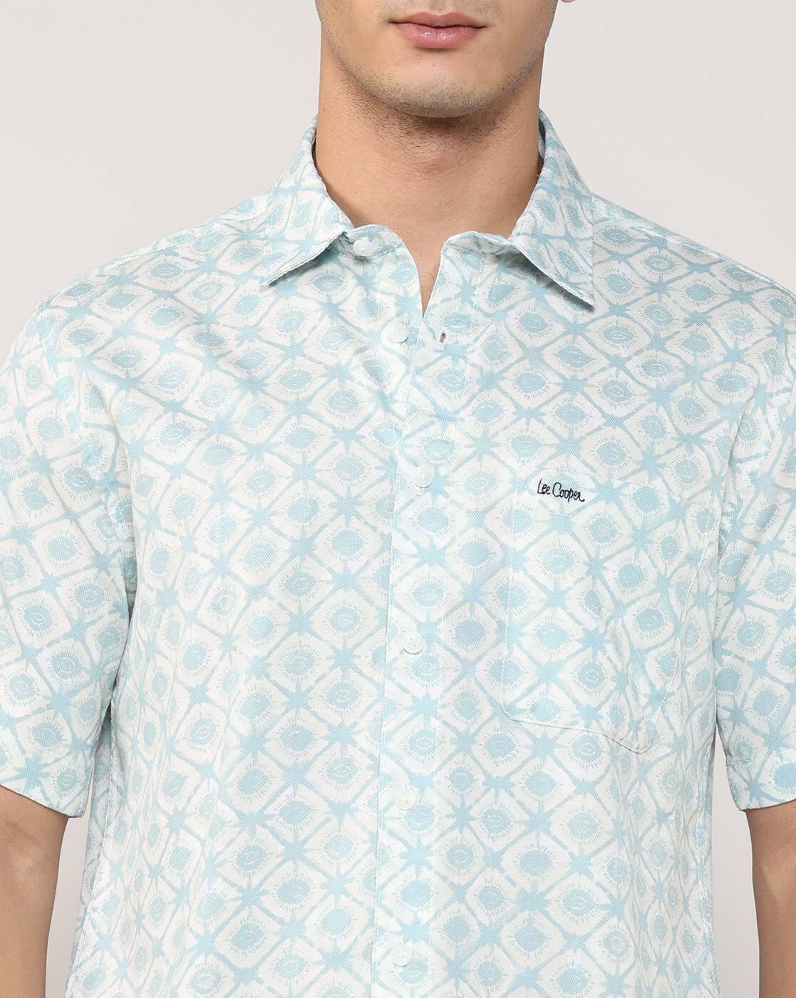 Lee Cooper | Men Geometric Print Regular Fit Shirt with Patch Pocket|3
