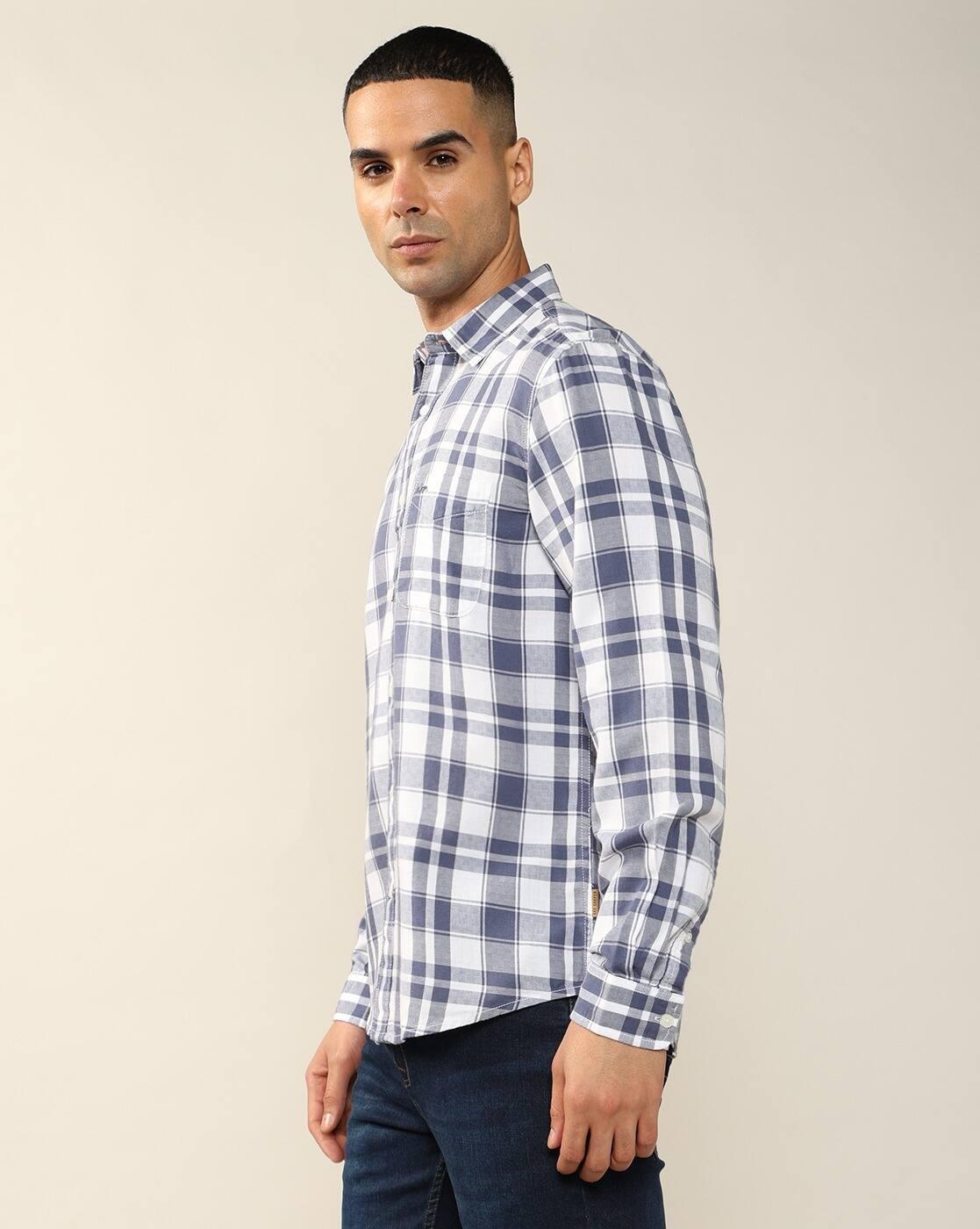 Lee Cooper | Men Checked Regular Fit Shirt with Patch Pocket|1