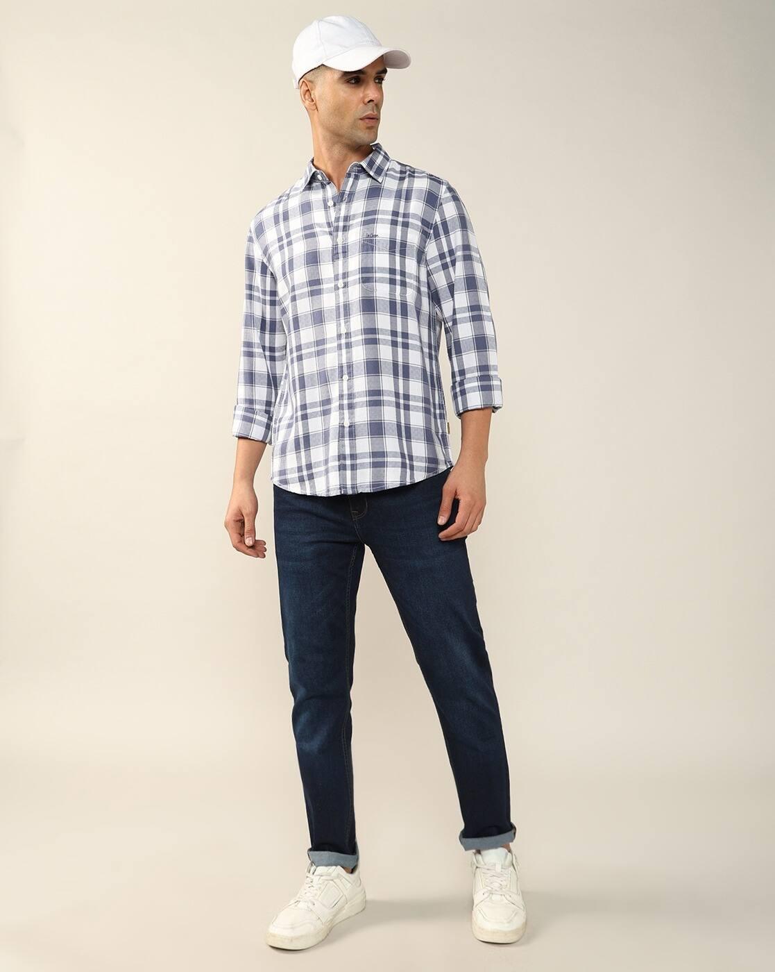 Lee Cooper | Men Checked Regular Fit Shirt with Patch Pocket|3