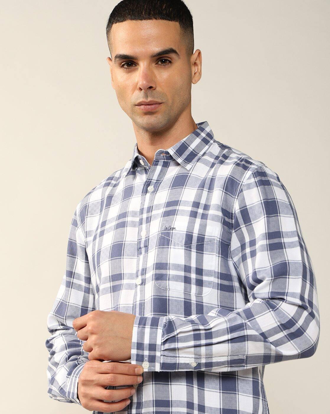Lee Cooper | Men Checked Regular Fit Shirt with Patch Pocket|6