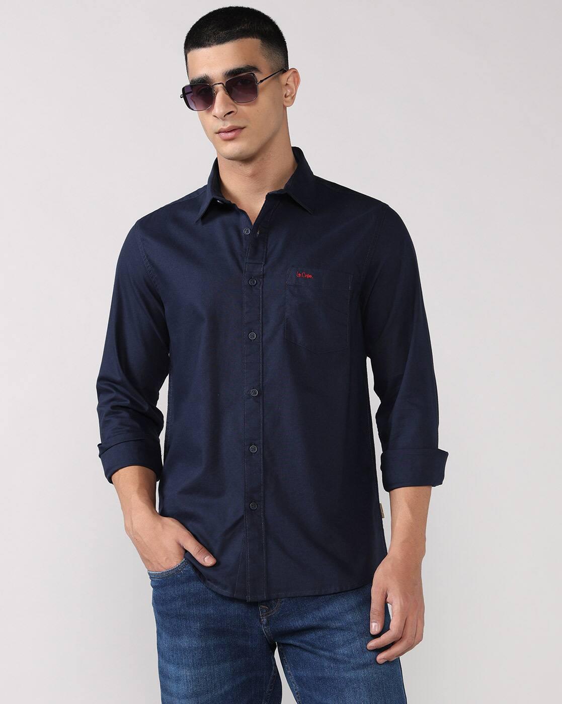 Men Regular Fit Shirt with Patch Pocket