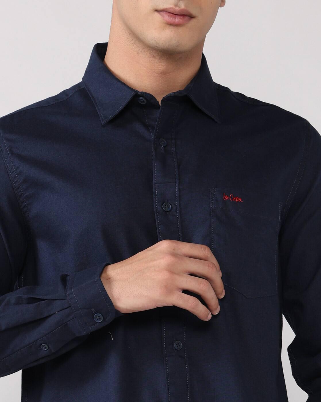 Lee Cooper | Men Regular Fit Shirt with Patch Pocket|5