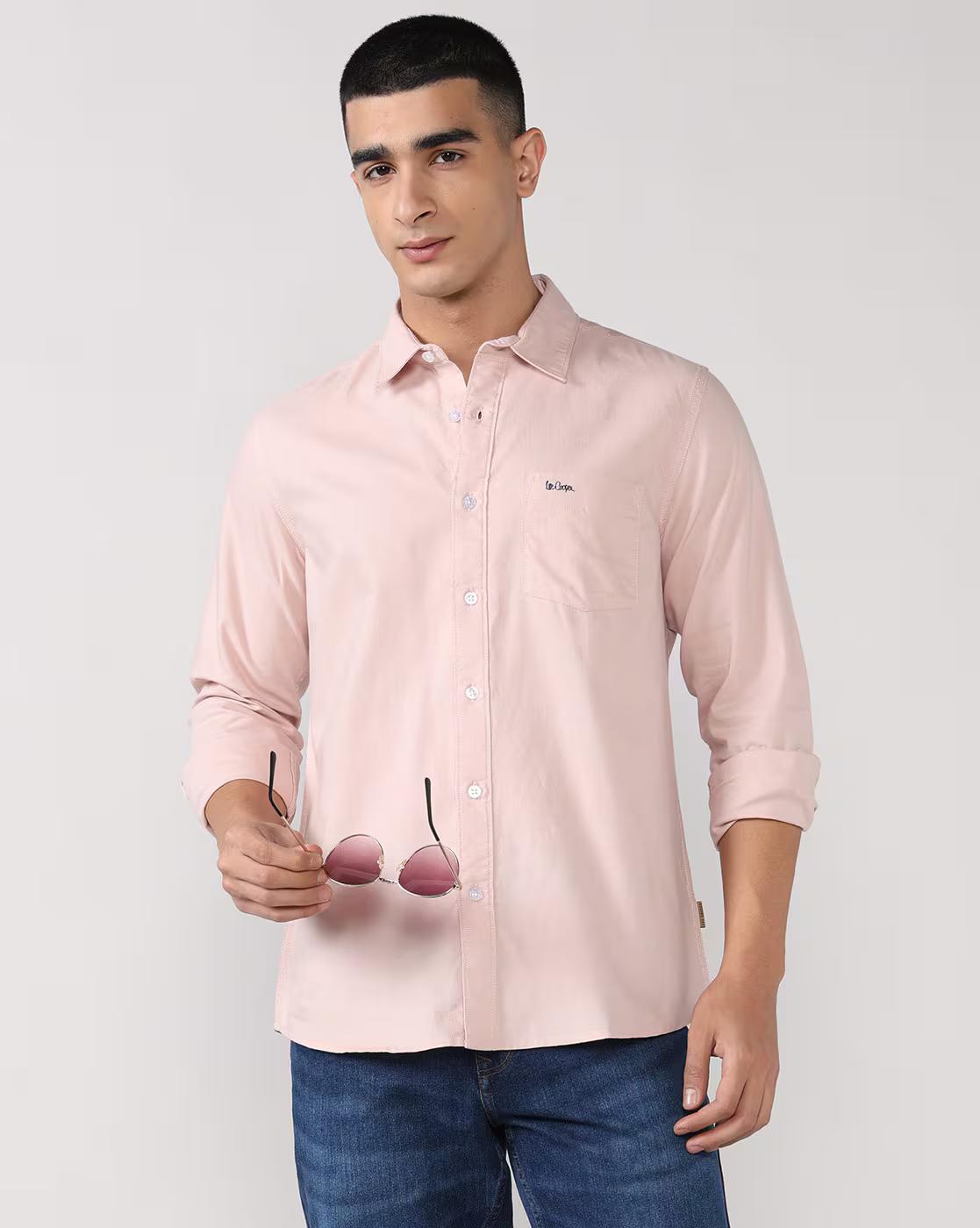 Men Regular Fit Shirt with Patch Pocket