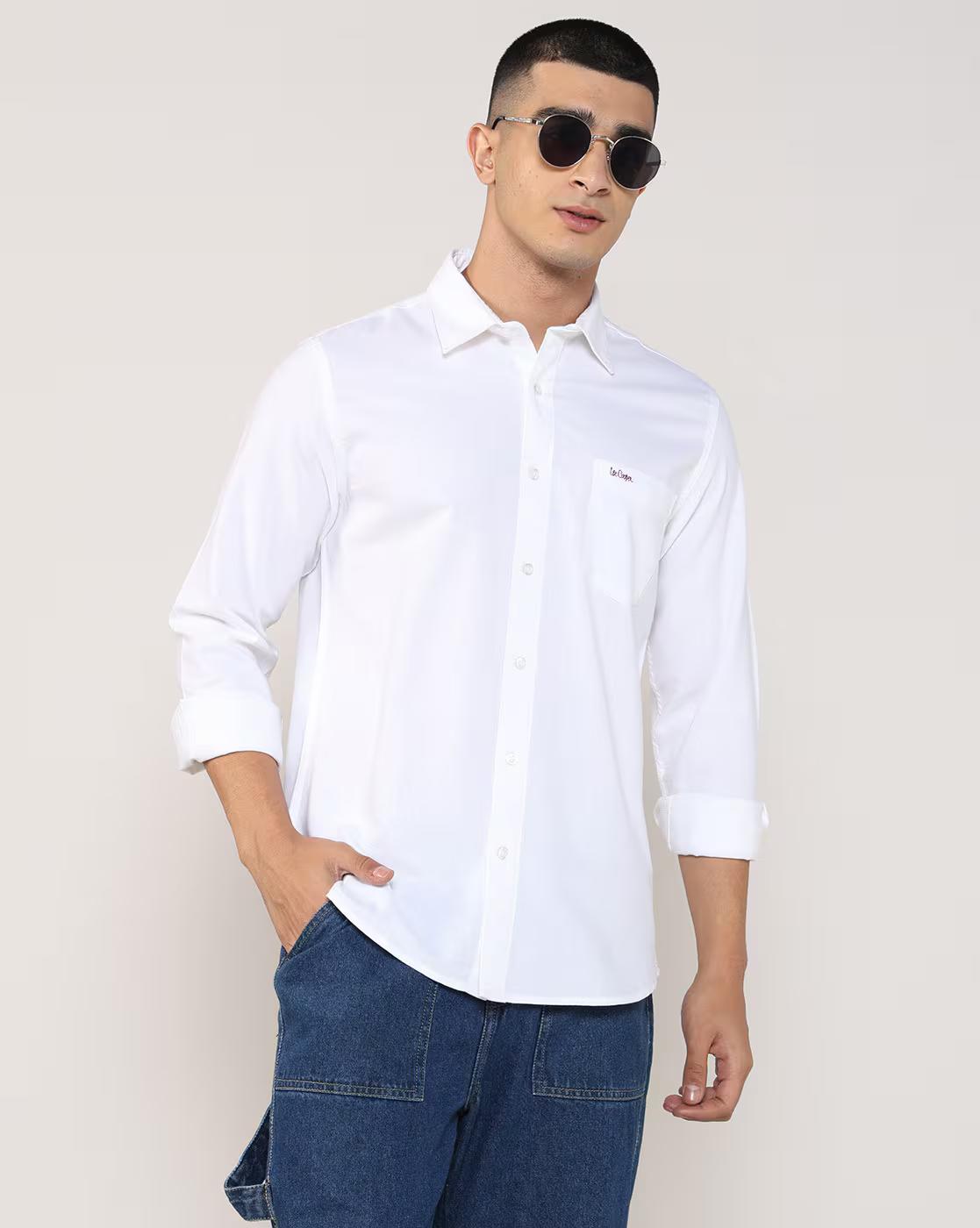 Men Regular Fit Shirt with Patch Pocket