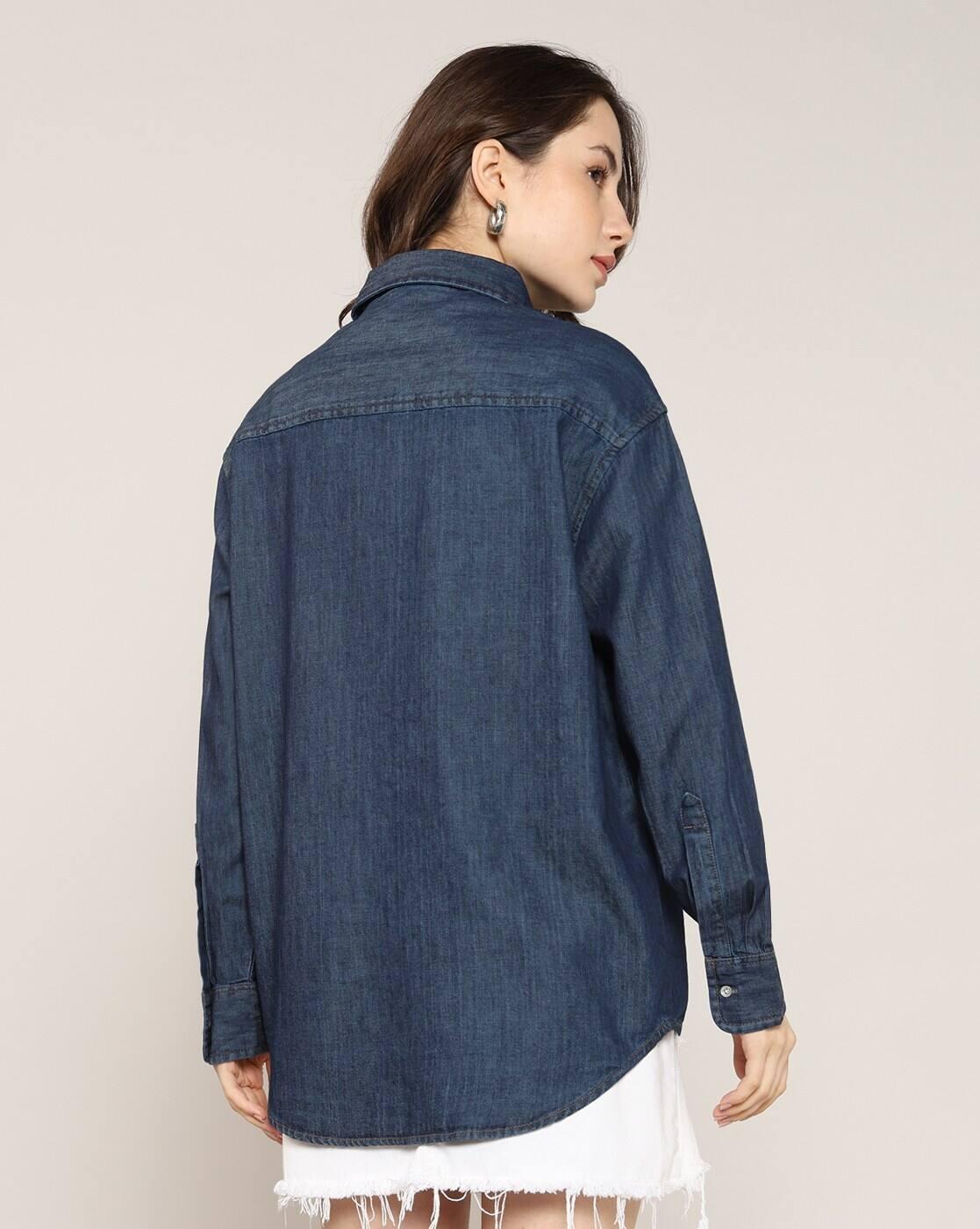 Lee Cooper | Women Lightly Washed Oversized Denim Shirt|2