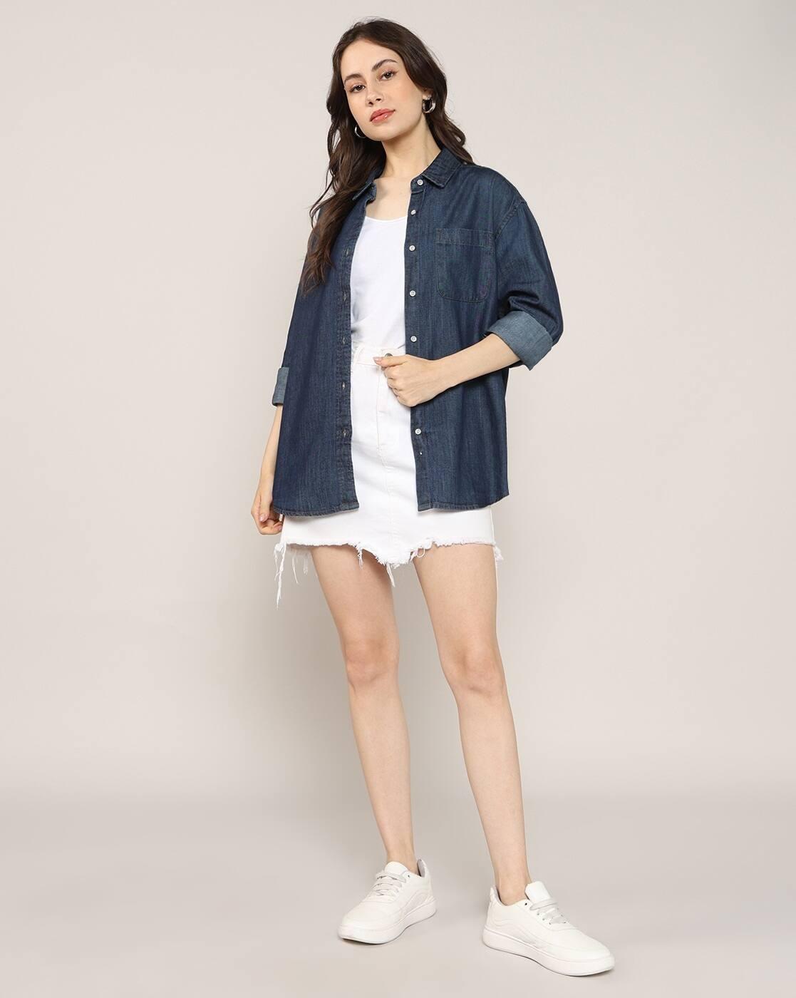 Lee Cooper | Women Lightly Washed Oversized Denim Shirt|3