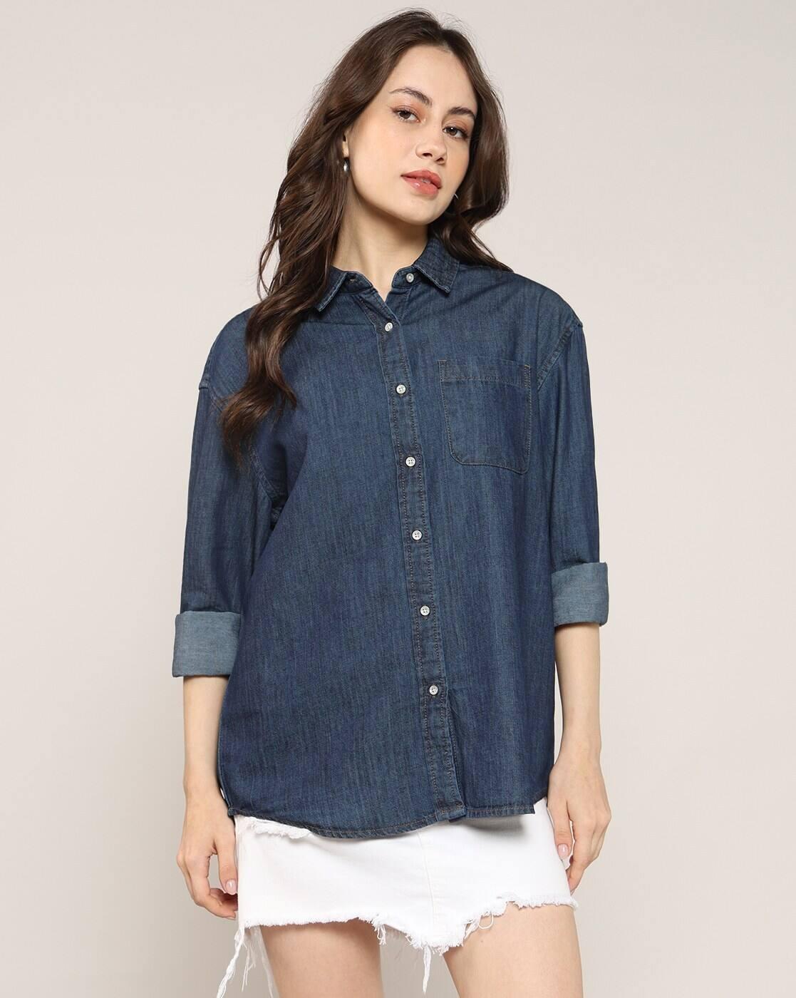 Lee Cooper | Women Lightly Washed Oversized Denim Shirt|4