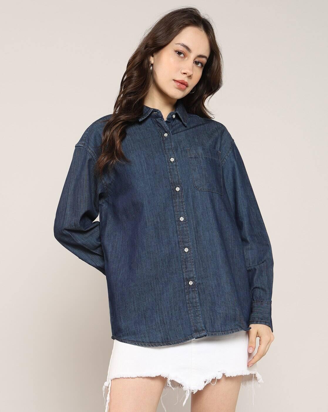 Lee Cooper | Women Lightly Washed Oversized Denim Shirt|5