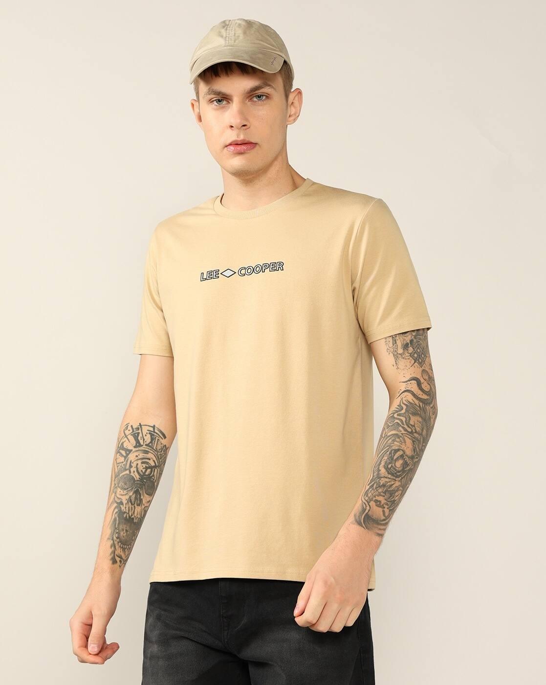 Men Brand Print Regular Fit Crew-Neck T-Shirt