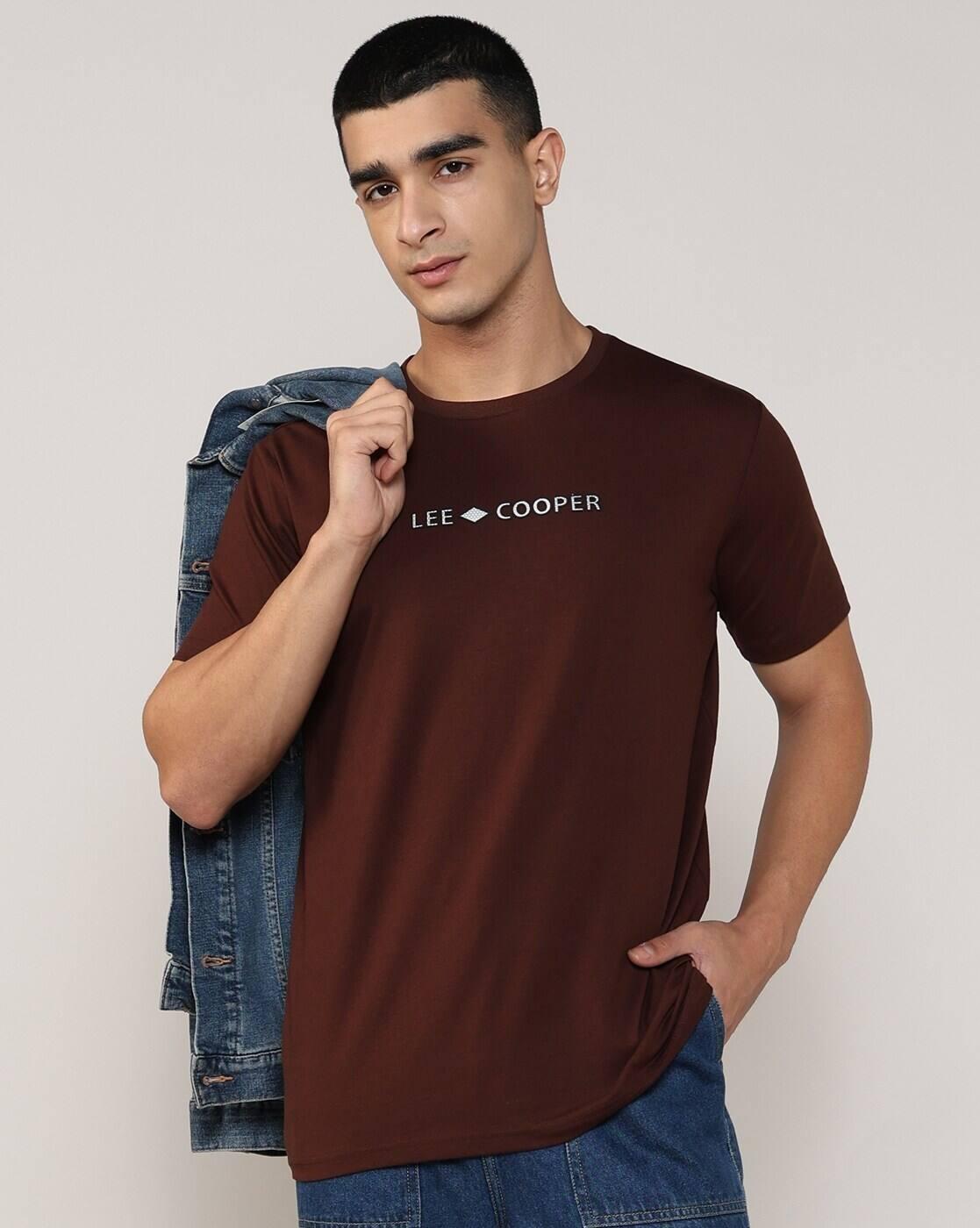 Men Brand Print Regular Fit Crew-Neck T-Shirt