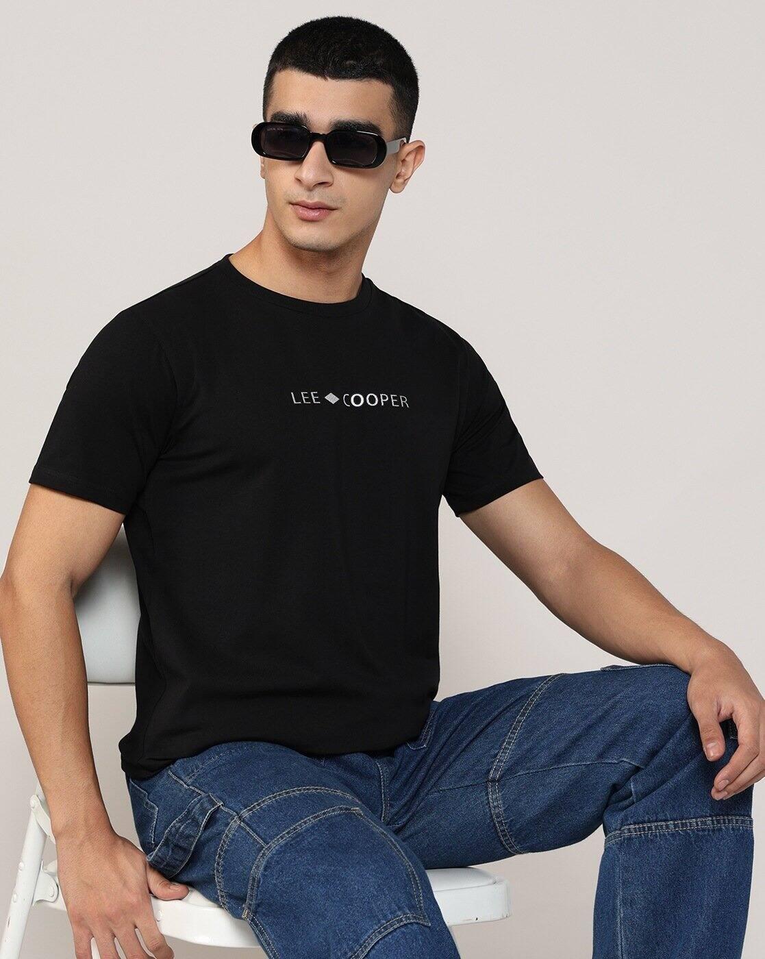 Men Brand Print Regular Fit Crew-Neck T-Shirt