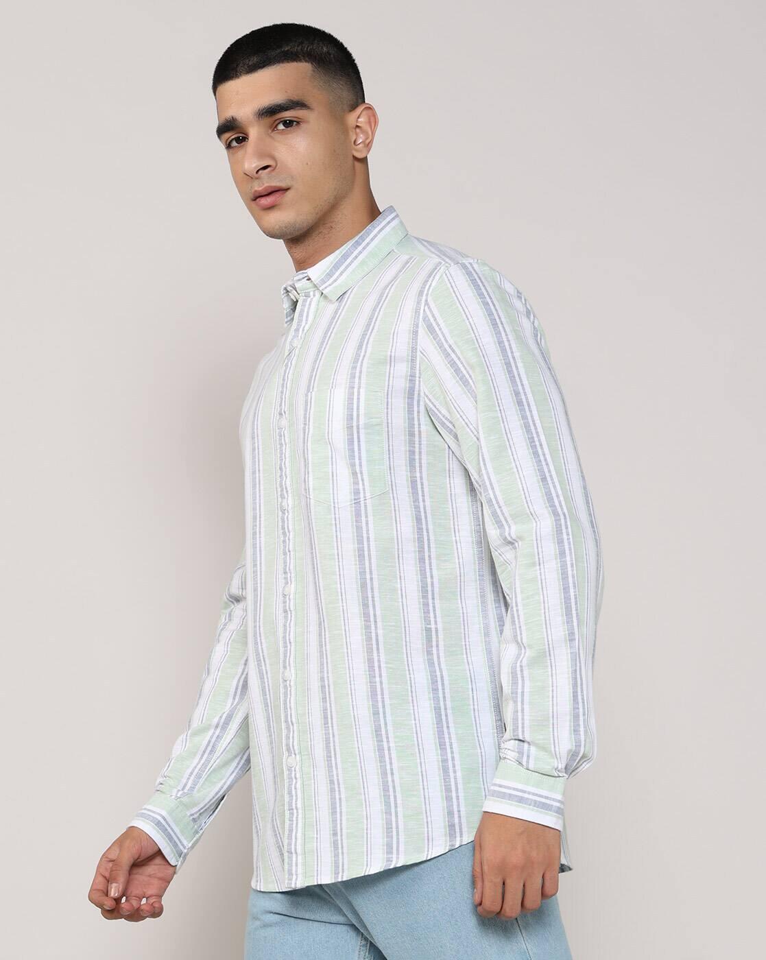 Lee Cooper | Men Striped Regular Fit Shirt with Patch Pocket|1