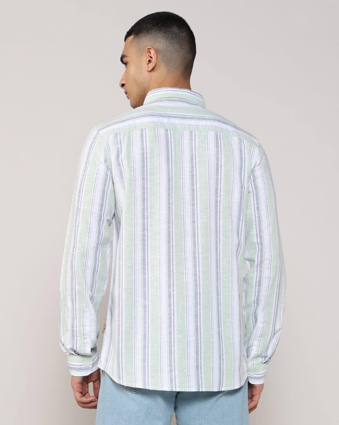Lee Cooper | Men Striped Regular Fit Shirt with Patch Pocket|2