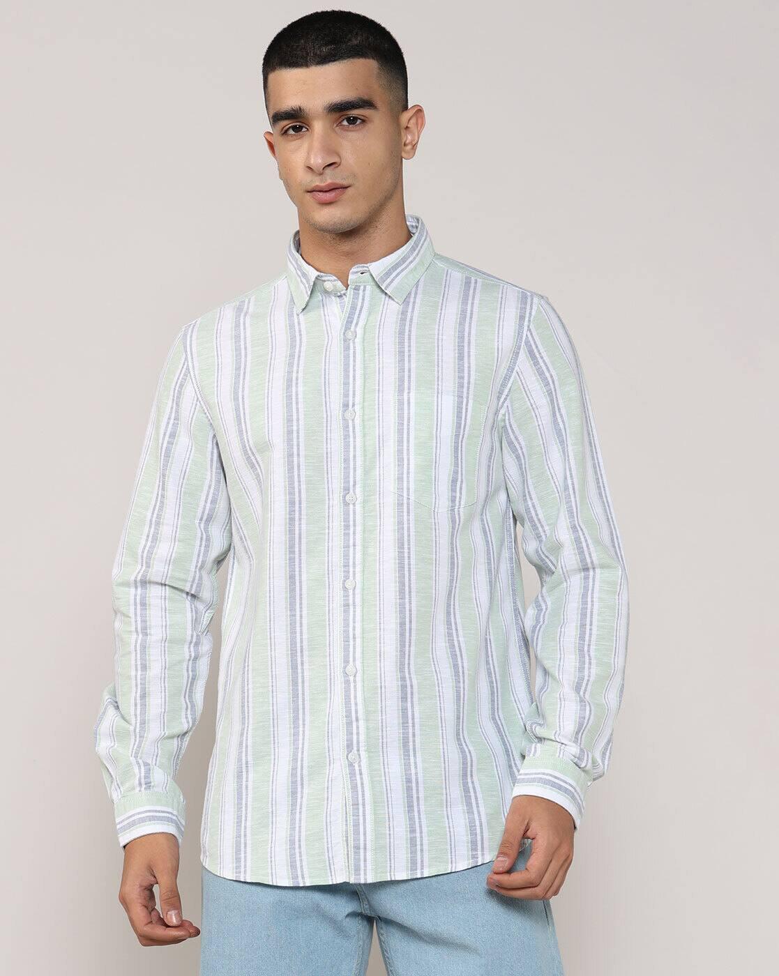 Lee Cooper | Men Striped Regular Fit Shirt with Patch Pocket|3