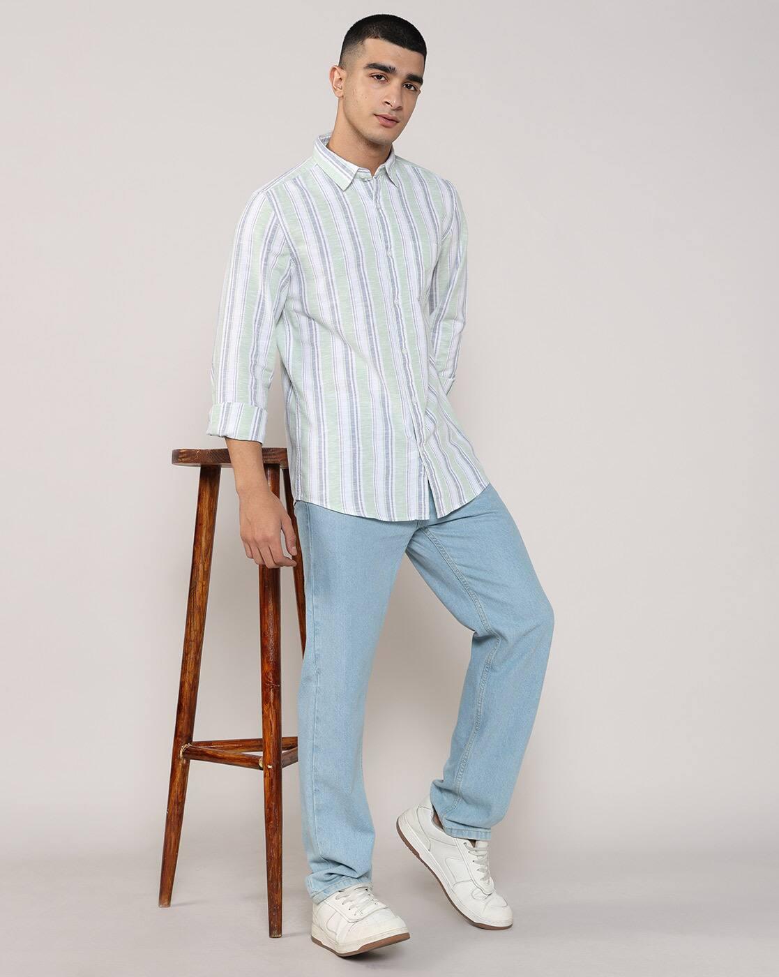 Lee Cooper | Men Striped Regular Fit Shirt with Patch Pocket|4