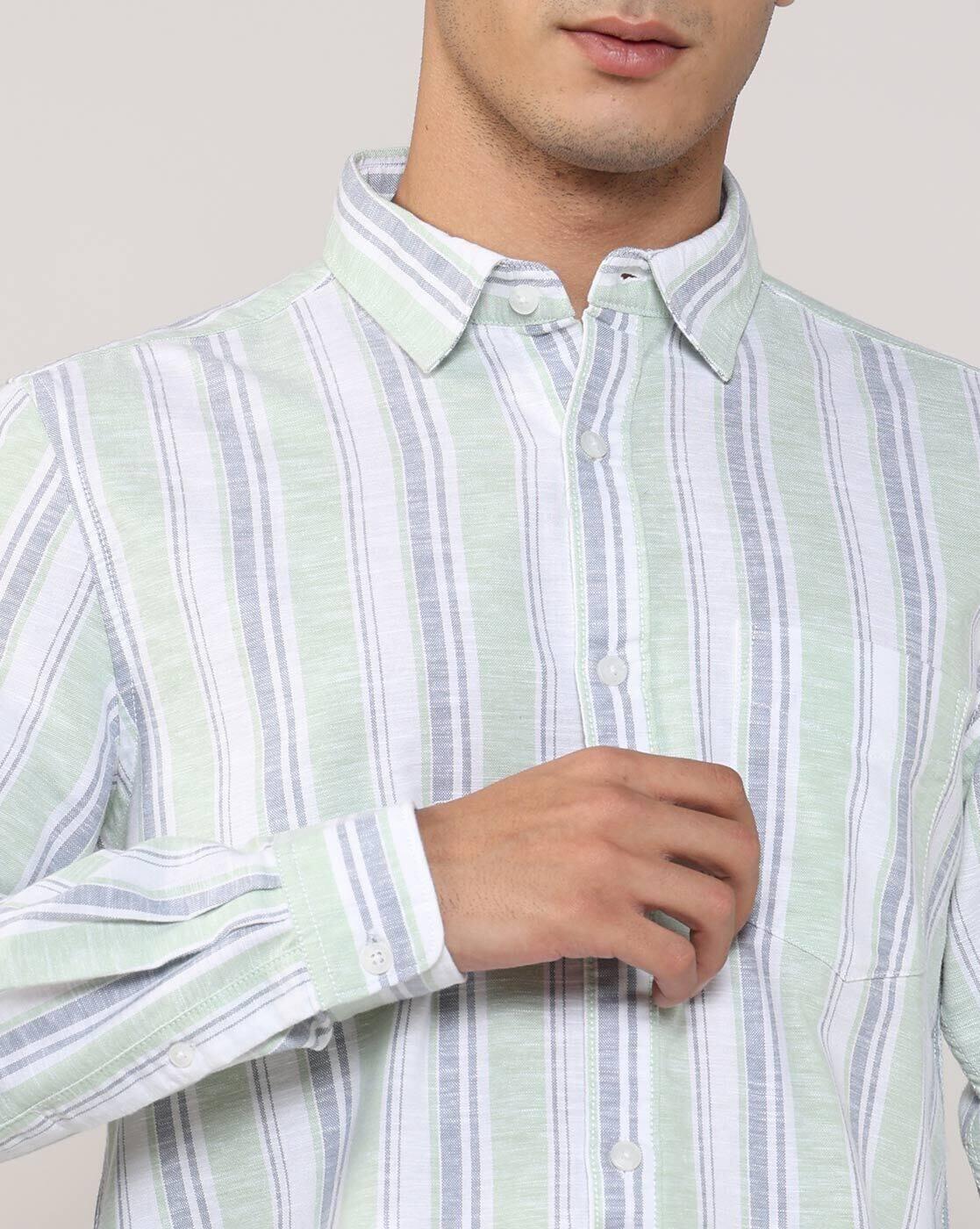 Lee Cooper | Men Striped Regular Fit Shirt with Patch Pocket|5