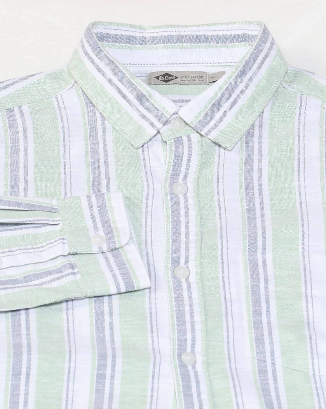 Lee Cooper | Men Striped Regular Fit Shirt with Patch Pocket|6