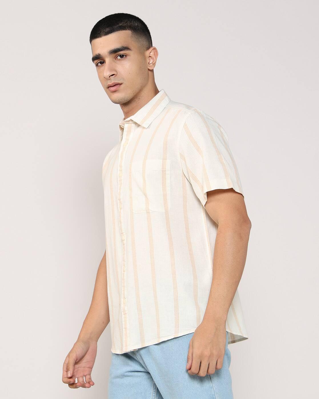 Lee Cooper | Men Striped Regular Fit Shirt with Patch Pocket|1