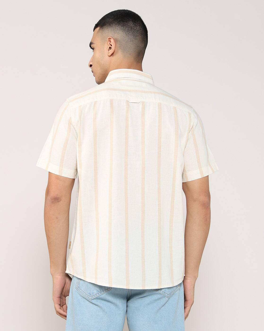 Lee Cooper | Men Striped Regular Fit Shirt with Patch Pocket|2