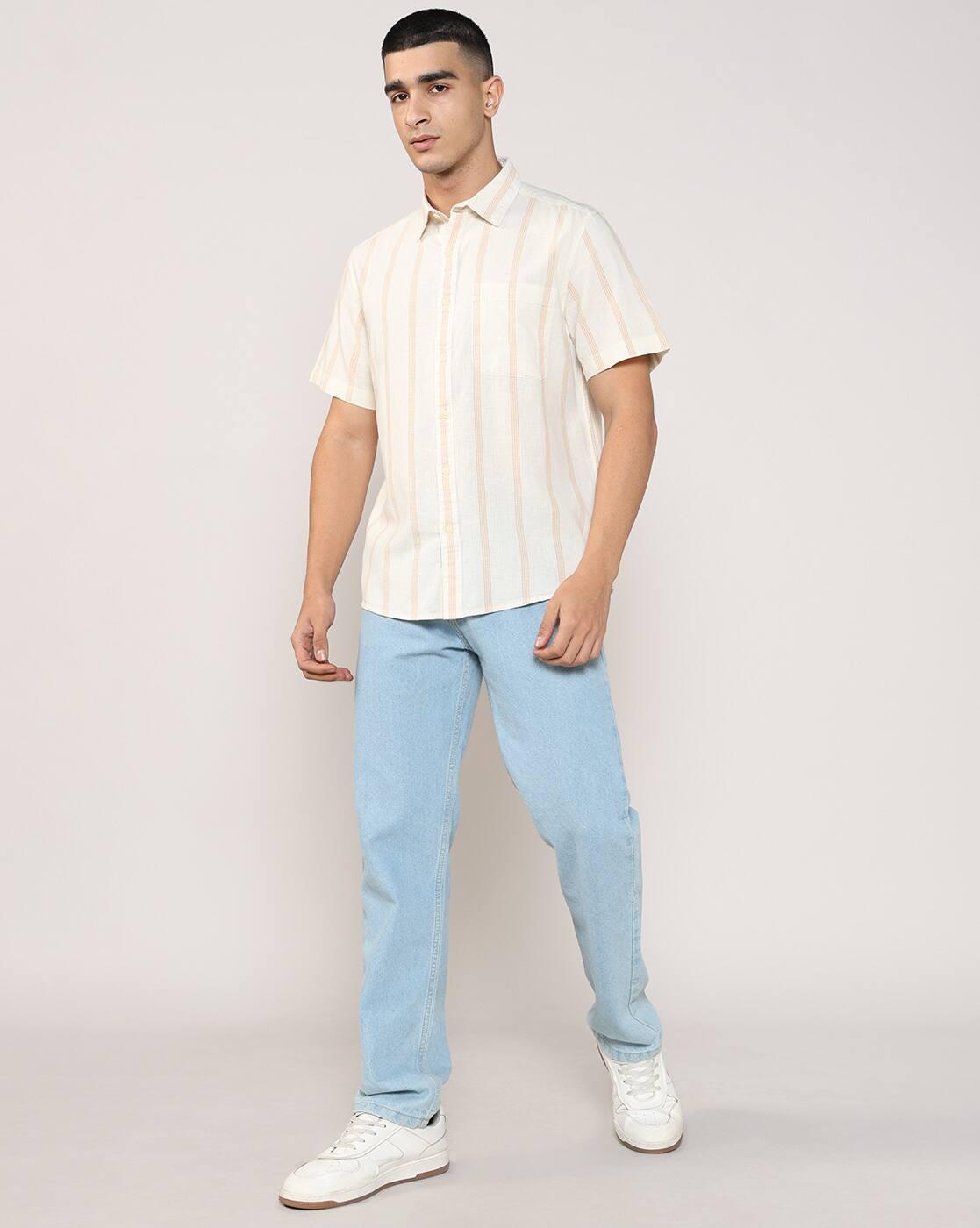 Lee Cooper | Men Striped Regular Fit Shirt with Patch Pocket|3