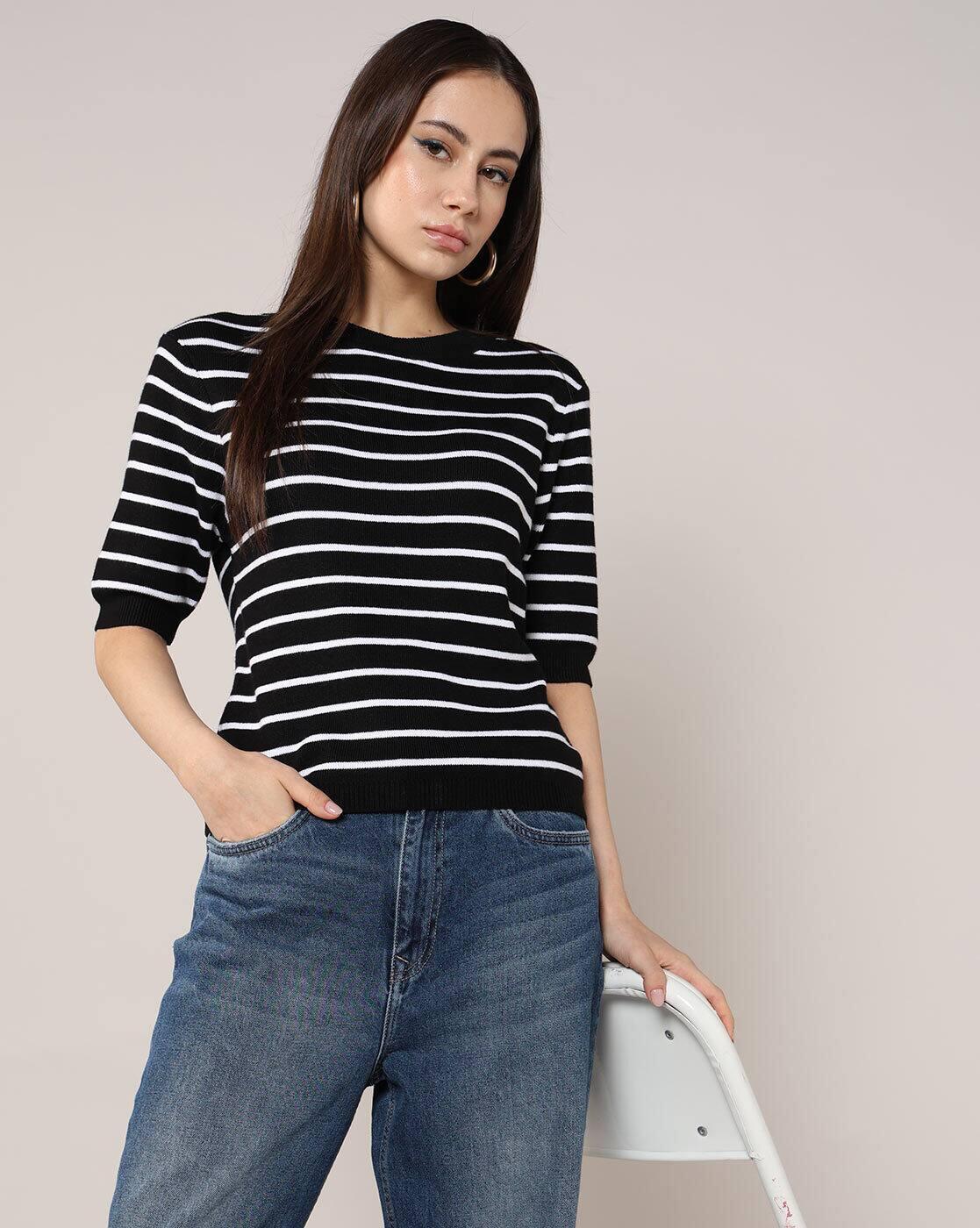 Lee Cooper | Women Striped Regular Fit Crew-Neck T-Shirt|0