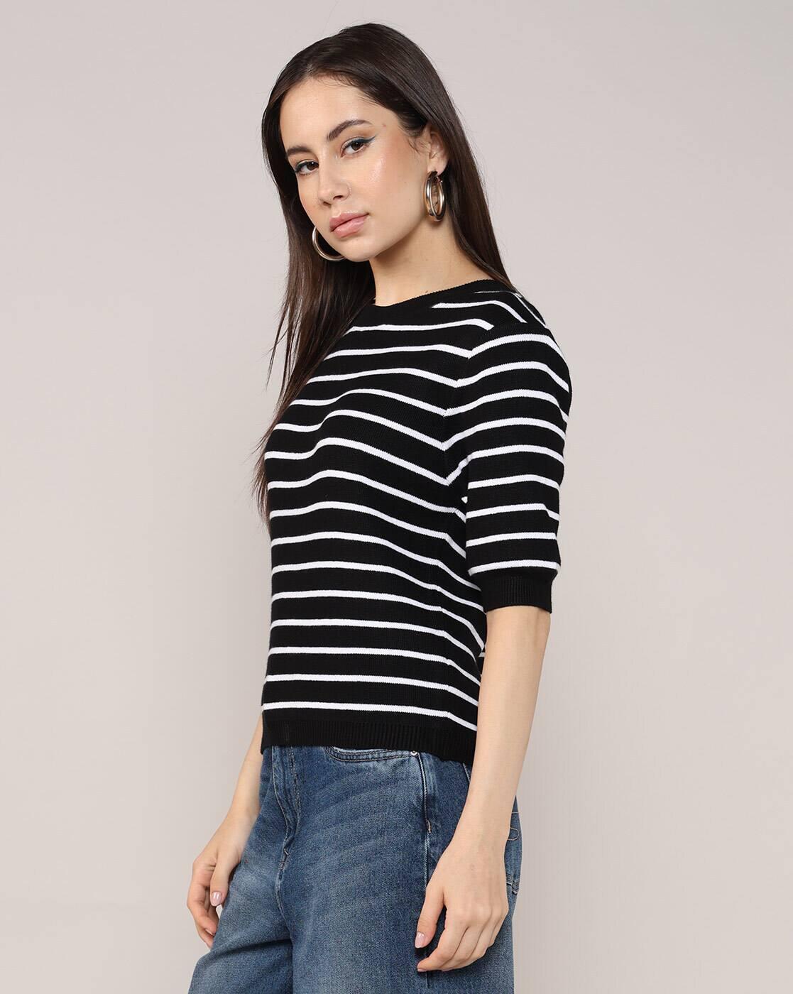 Lee Cooper | Women Striped Regular Fit Crew-Neck T-Shirt|1