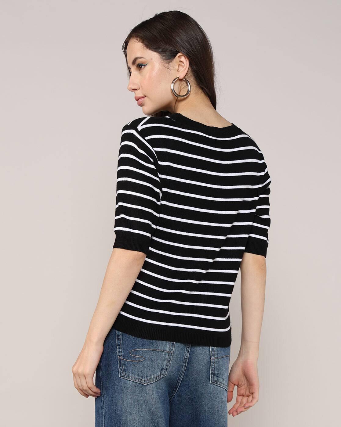 Lee Cooper | Women Striped Regular Fit Crew-Neck T-Shirt|2