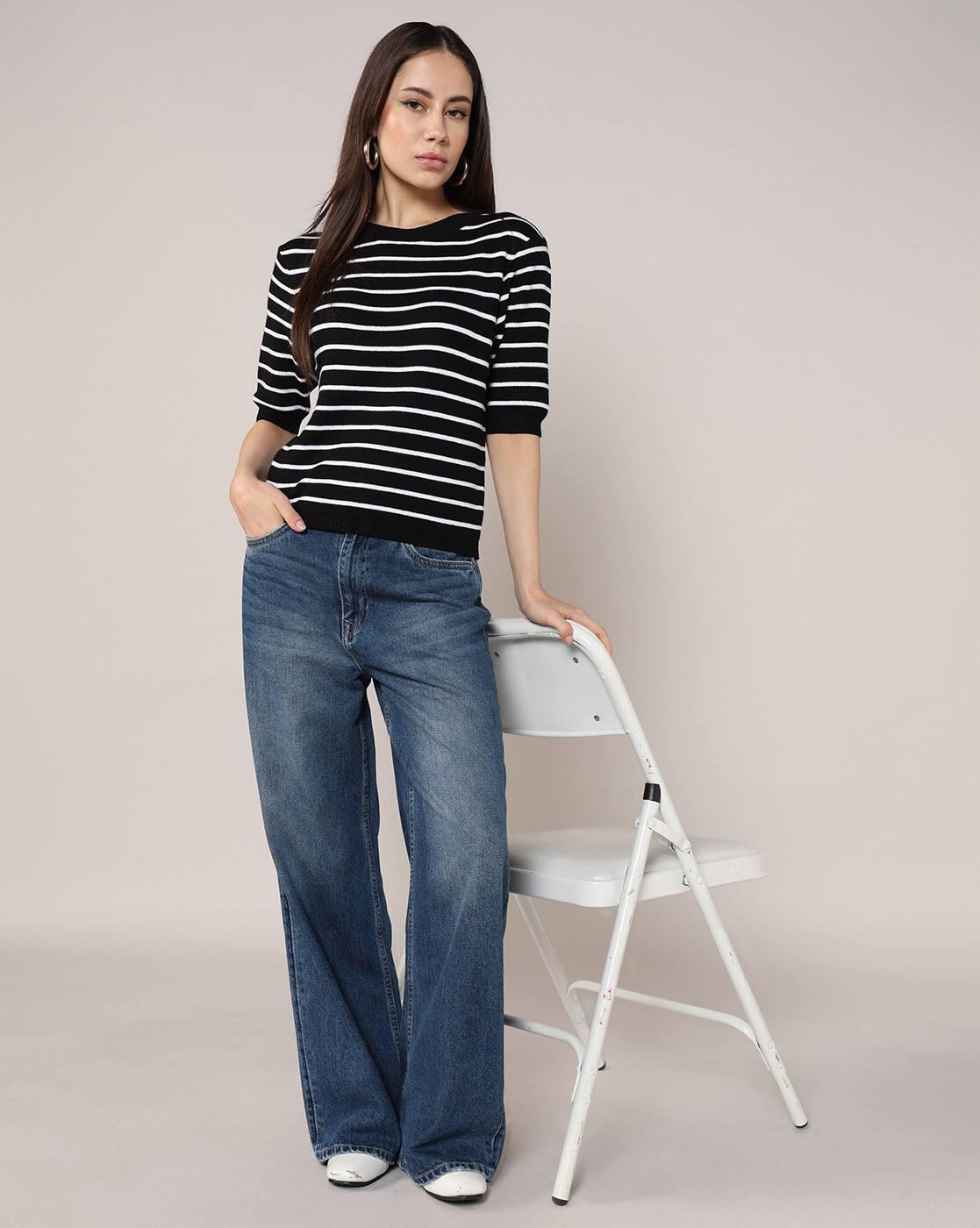 Lee Cooper | Women Striped Regular Fit Crew-Neck T-Shirt|4