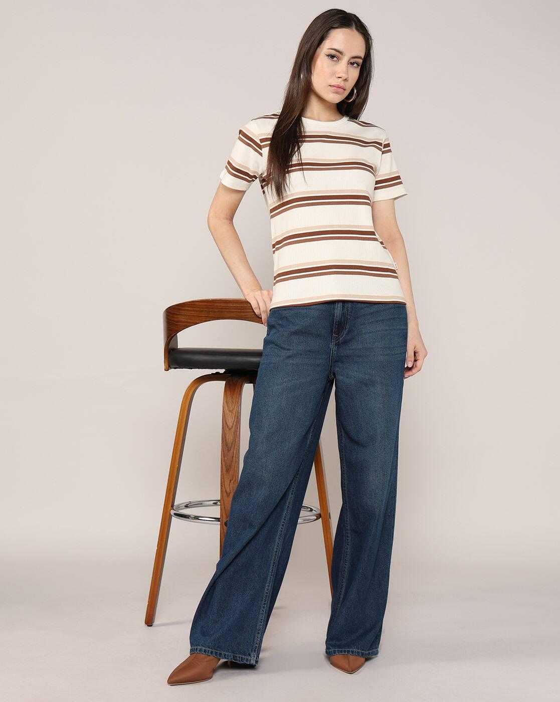 Lee Cooper | Women Striped Regular Fit Crew-Neck T-Shirt|4