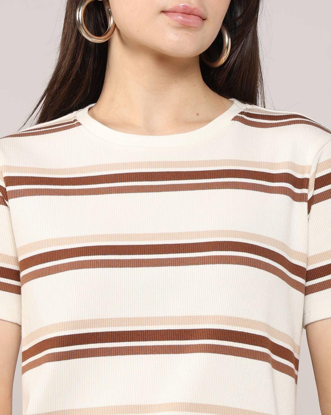 Lee Cooper | Women Striped Regular Fit Crew-Neck T-Shirt|5