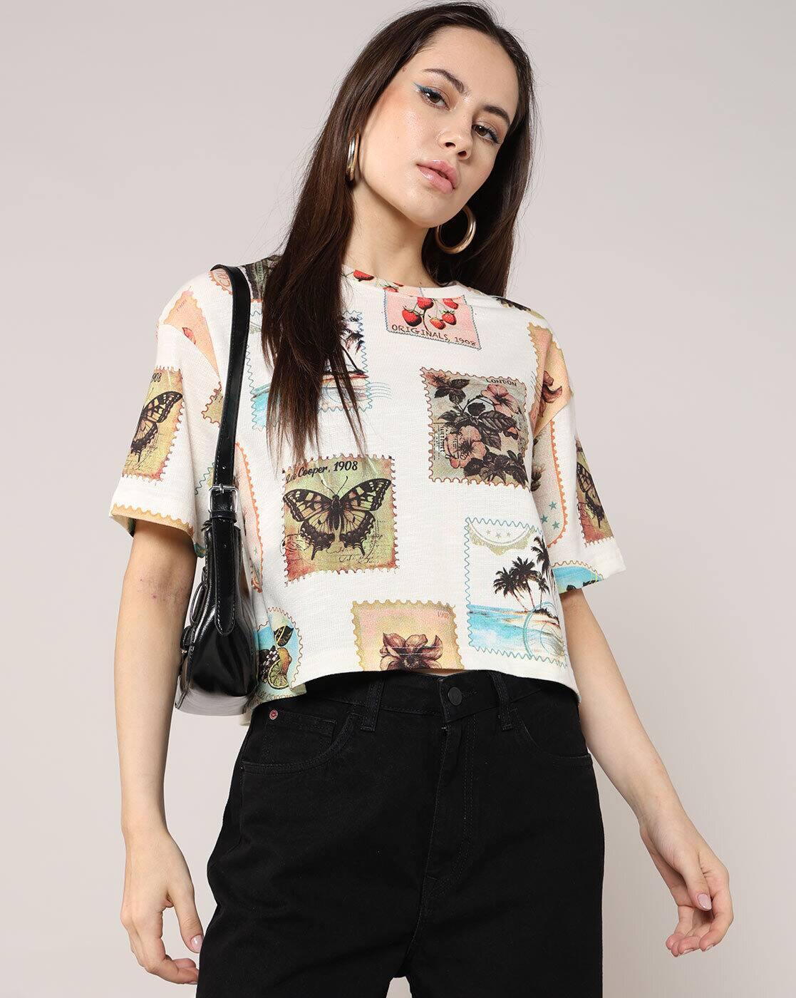 Lee Cooper | Women All-Over Print Regular Fit Crew-Neck T-Shirt|0