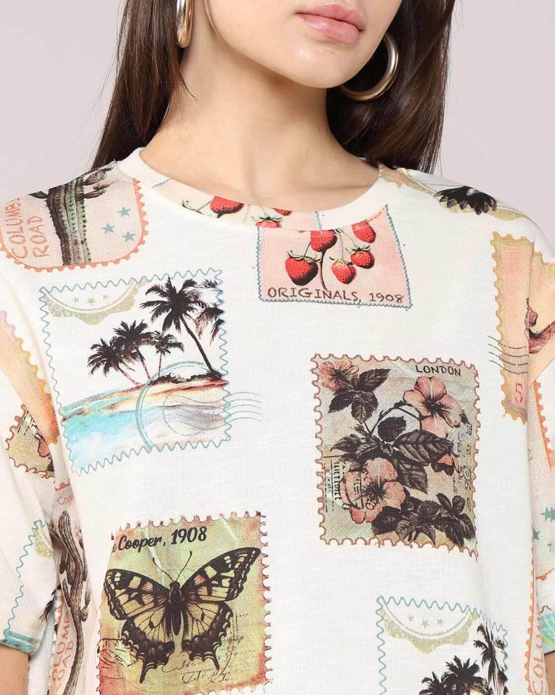 Lee Cooper | Women All-Over Print Regular Fit Crew-Neck T-Shirt|5