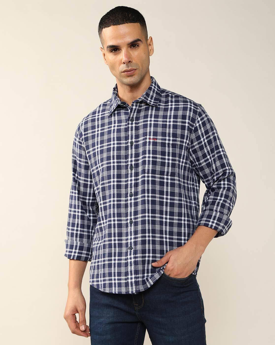 Lee Cooper | Men Checked Regular Fit Shirt with Patch Pocket|3