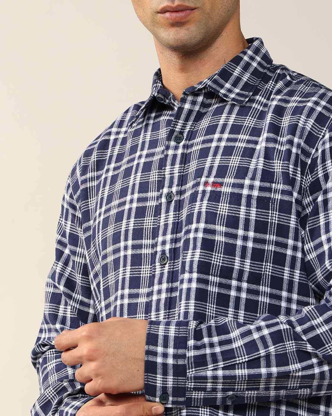 Lee Cooper | Men Checked Regular Fit Shirt with Patch Pocket|5