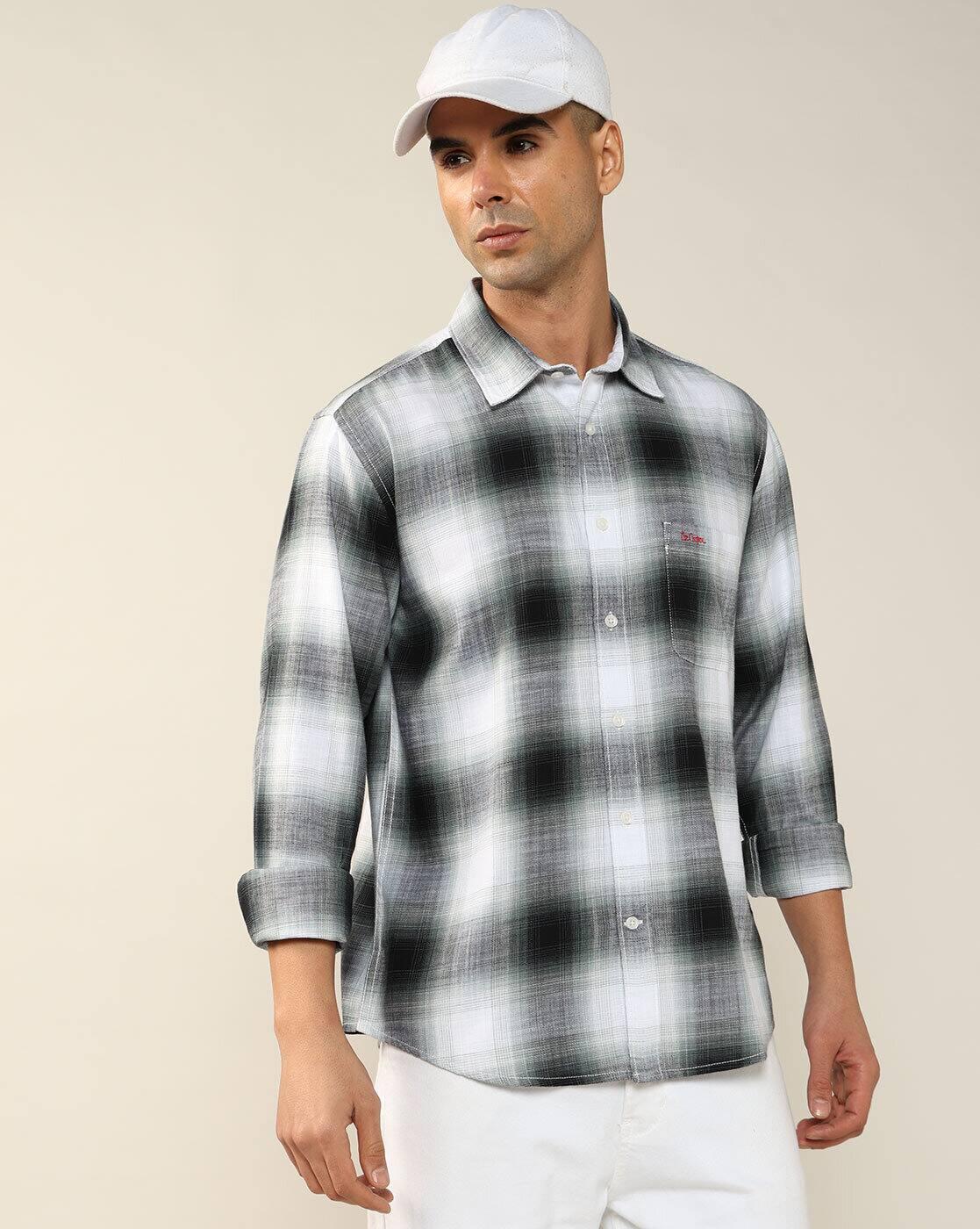 Lee Cooper | Men Checked Regular Fit Shirt with Patch Pocket|0