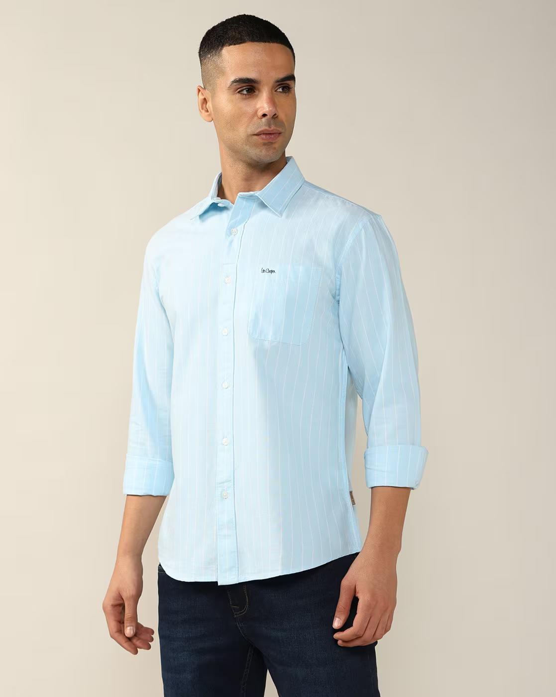 Men Striped Regular Fit Shirt with Patch Pocket